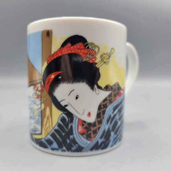 Japanese Ceramic Coffee Mug With Geisha Artwork Made In Japan - Picture 4 of 10